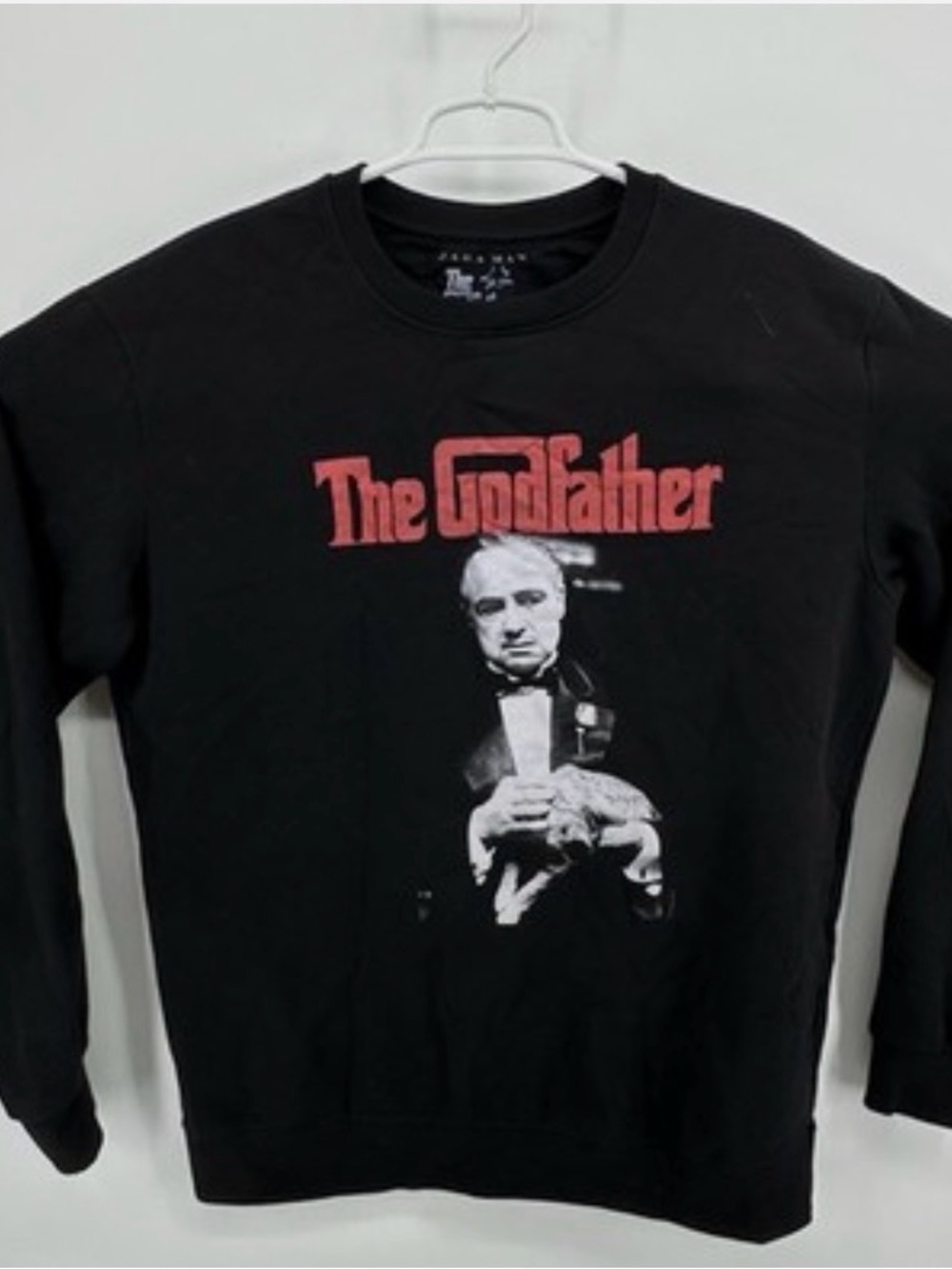 Zara Black Crewneck Sweater with Red 'The Godfather' Graphic